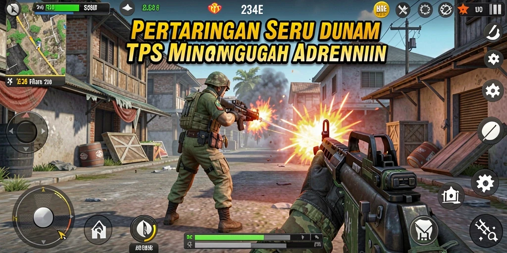 Gameplay seru dan penuh aksi dalam 234E yang menampilkan pertempuran TPS.
