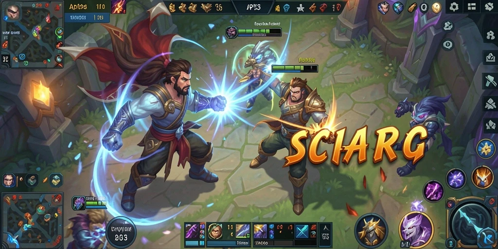 Screenshot gameplay API33 menampilkan aksi seru dalam pertarungan tim.