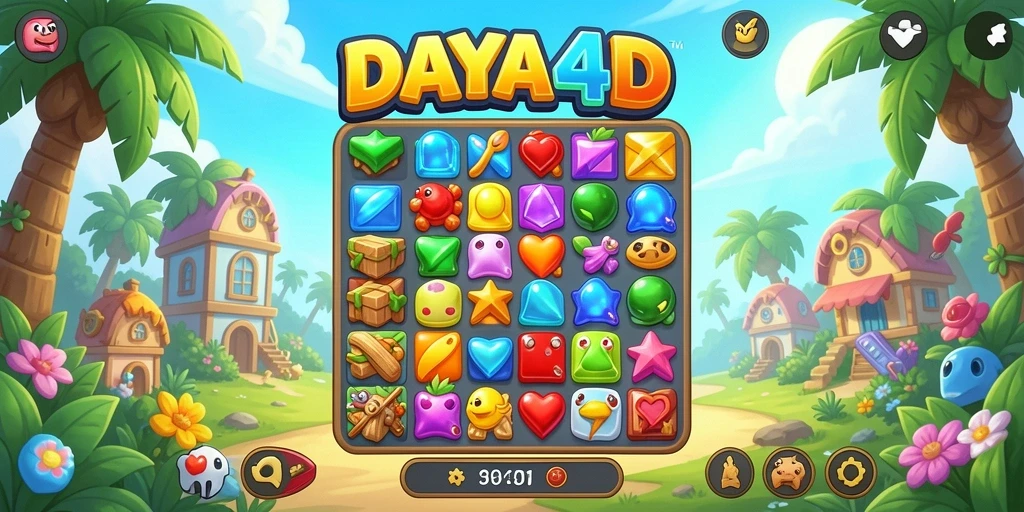 Tampilan gameplay menarik dari DAYA4D dalam pertarungan Match-3.