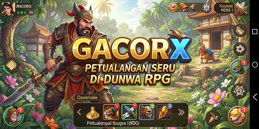 Tampilan gameplay RPG GACORX dengan karakter yang beraksi.