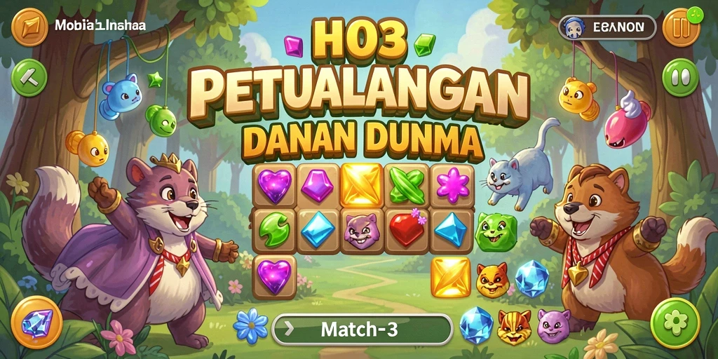 Tangkapan layar H03 menunjukkan momen seru mencocokkan objek dalam permainan.
