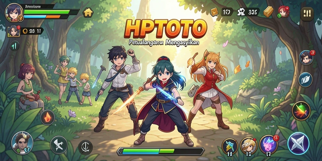 Screenshot HPTOTO menampilkan karakter anime dalam pertempuran epik.