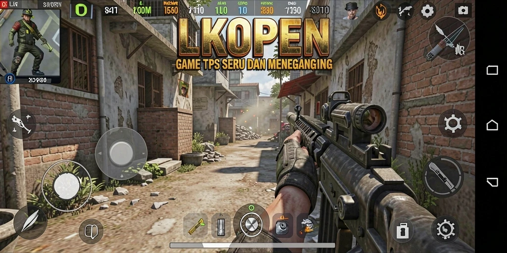 Screenshot LKOPEN menampilkan aksi seru dalam gameplay TPS.