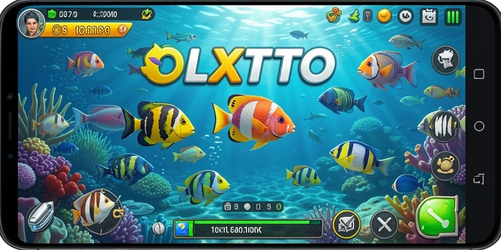 Tampilan gameplay menarik Tembak Ikan OLXTOTO dengan efek warna cerah.