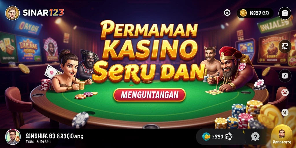 Screenshot menunjukkan permainan Kasino yang menarik dan berwarna-warni.