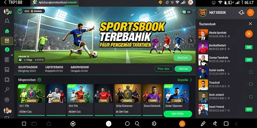 Screenshot TKP188 menampilkan taruhan langsung dalam permainan Sportsbook.